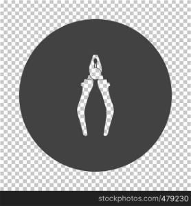 Pliers tool icon. Subtract stencil design on tranparency grid. Vector illustration.