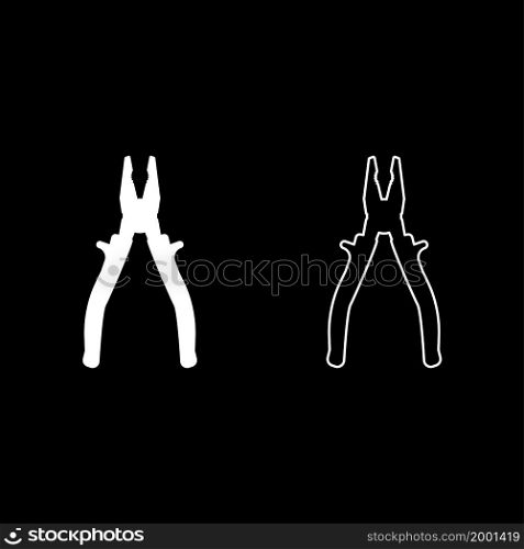 Pliers tool icon white color vector illustration flat style simple image set. Pliers tool icon white color vector illustration flat style image set