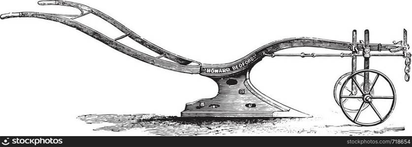 Plow basement Howard sole, vintage engraved illustration. Industrial encyclopedia E.-O. Lami - 1875.