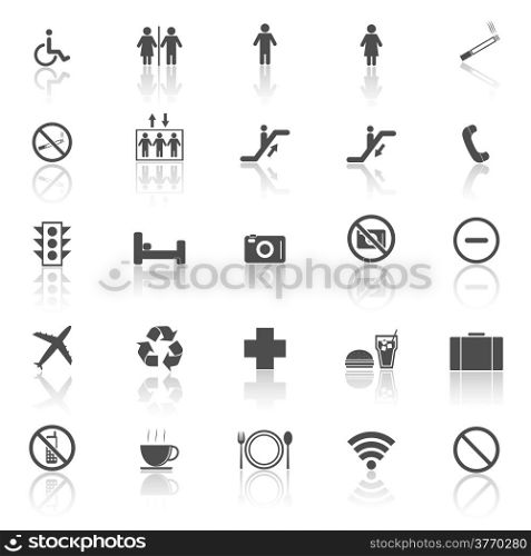Plublic icons with reflect on white background, stock vector