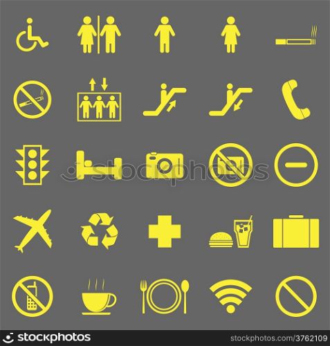 Plublic yellow icons on gray background, stock vector