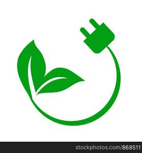 plug and leaf eco energy concept icon, stock vector illustration
