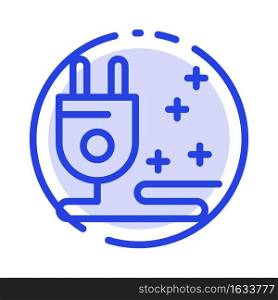 Plug, Cable, Marketing Blue Dotted Line Line Icon