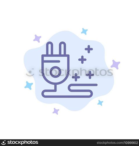 Plug, Cable, Marketing Blue Icon on Abstract Cloud Background