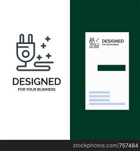 Plug, Cable, Marketing Grey Logo Design and Business Card Template