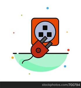Plug, Electric, Electric, Cord, Charge Abstract Flat Color Icon Template
