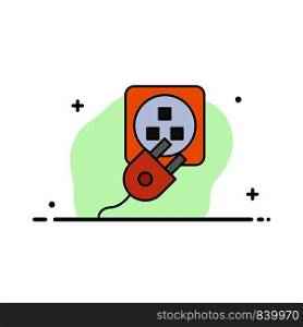 Plug, Electric, Electric, Cord, Charge Business Flat Line Filled Icon Vector Banner Template