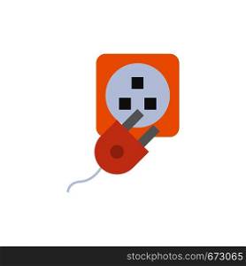 Plug, Electric, Electric, Cord, Charge Flat Color Icon. Vector icon banner Template
