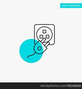 Plug, Electric, Electric, Cord, Charge turquoise highlight circle point Vector icon