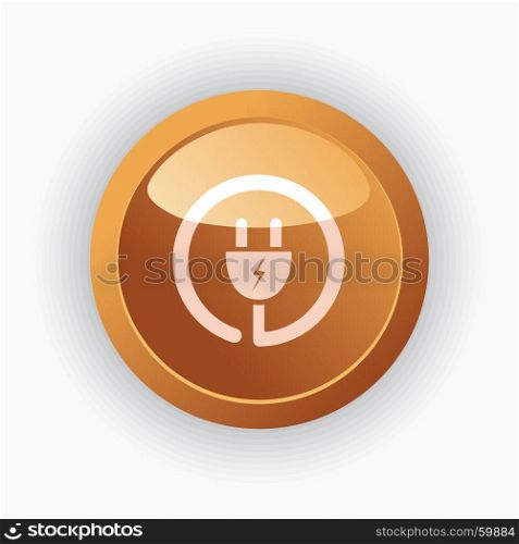 Plug icon on orange round button
