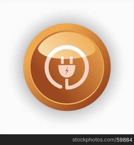 Plug icon on orange round button