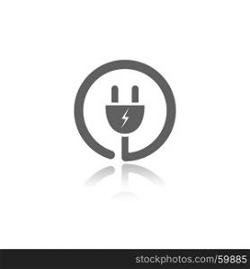 Plug icon with reflection on a white background