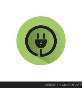 Plug icon with shadow on a green circle