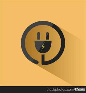 Plug icon with shadow on a yellow background