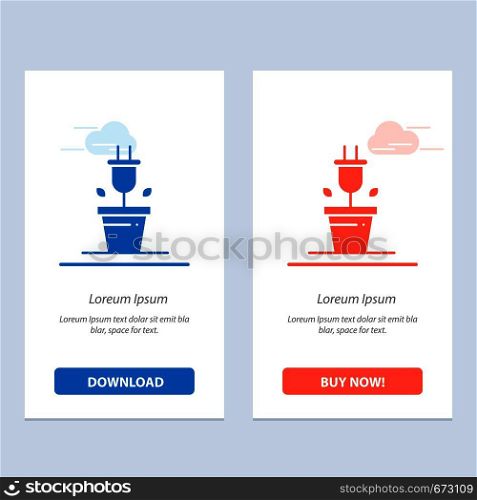 Plug, Plant, Technology Blue and Red Download and Buy Now web Widget Card Template