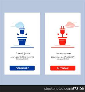 Plug, Plant, Technology Blue and Red Download and Buy Now web Widget Card Template