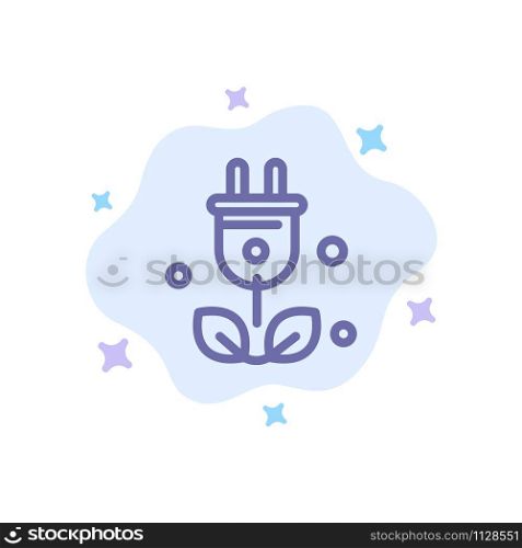 Plug, Tree, Green, Science Blue Icon on Abstract Cloud Background