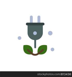 Plug, Tree, Green, Science Flat Color Icon. Vector icon banner Template