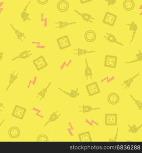 Plugs Seamless Pattern Isolated on Yellow Background. Plugs Seamless Pattern