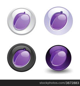 Plum button, set, web 2.0 icons