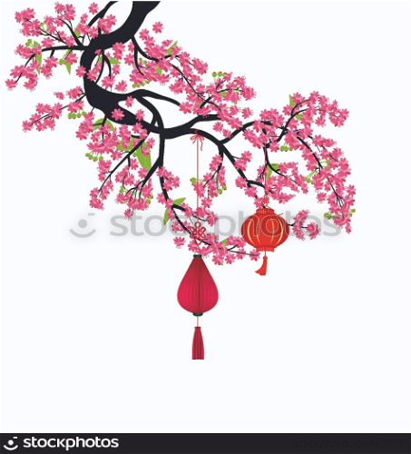 Plum Flowers Blossom on red background good for chinese new year use