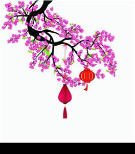Plum Flowers Blossom on red background good for chinese new year use