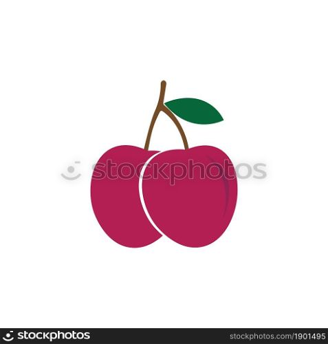 Plum fruit icon logo vector design