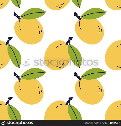 Plum fruit with leaf. Apricot seamless pattern. Hand drawn vector illustration. Sweet natural food. Plum fruit with leaf. Apricot seamless pattern. Hand drawn vector illustration. Sweet natural food.