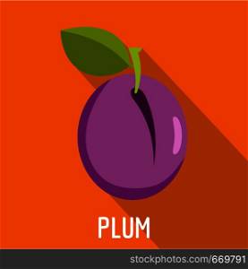 Plum icon. Flat illustration of plum vector icon for web. Plum icon, flat style