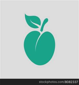 Plum icon. Gray background with green. Vector illustration.