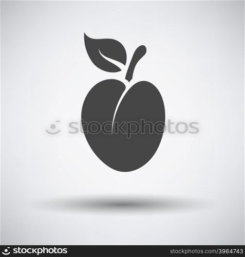 Plum icon on gray background with round shadow. Vector illustration.