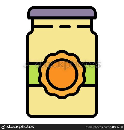 Plum jam jar icon. Outline plum jam jar vector icon color flat isolated. Plum jam jar icon color outline vector