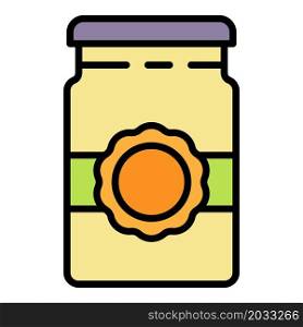 Plum jam jar icon. Outline plum jam jar vector icon color flat isolated. Plum jam jar icon color outline vector