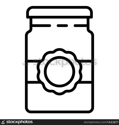 Plum jam jar icon. Outline plum jam jar vector icon for web design isolated on white background. Plum jam jar icon, outline style