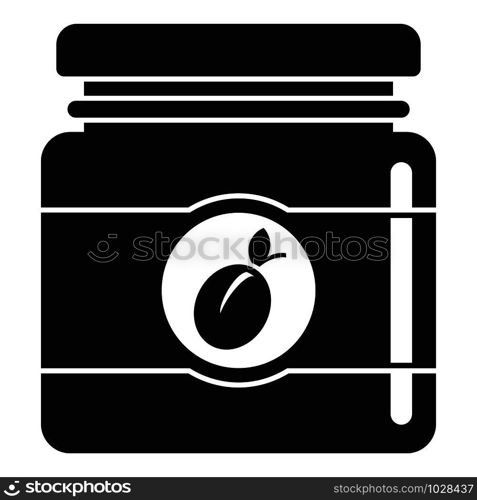 Plum jam jar icon. Simple illustration of plum jam jar vector icon for web design isolated on white background. Plum jam jar icon, simple style