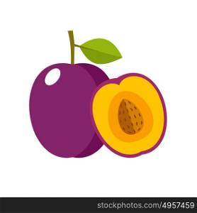 Plum on a white background isolated. Vector illustration