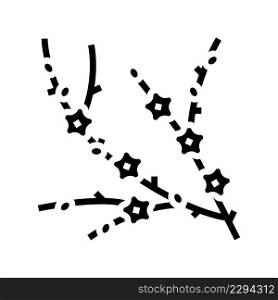 plum tree branch glyph icon vector. plum tree branch sign. isolated contour symbol black illustration. plum tree branch glyph icon vector illustration
