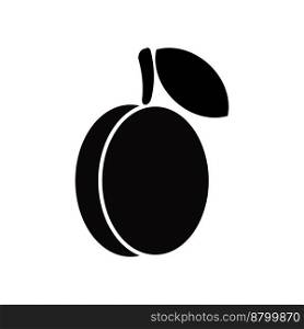 Plum, vector icon. Black plum on a white background.