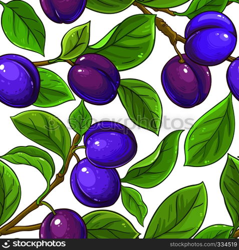 plum vector pattern on white background. plum vector pattern