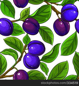 plum vector pattern on white background. plum vector pattern