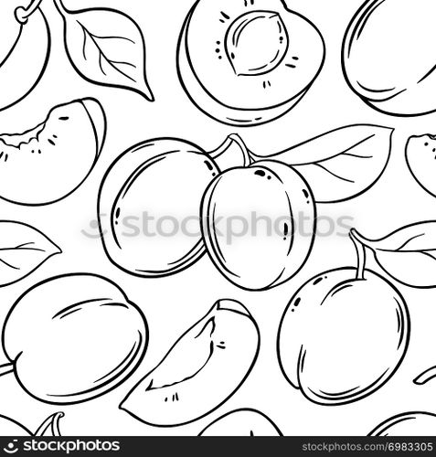 plum vector pattern on white background. plum vector pattern