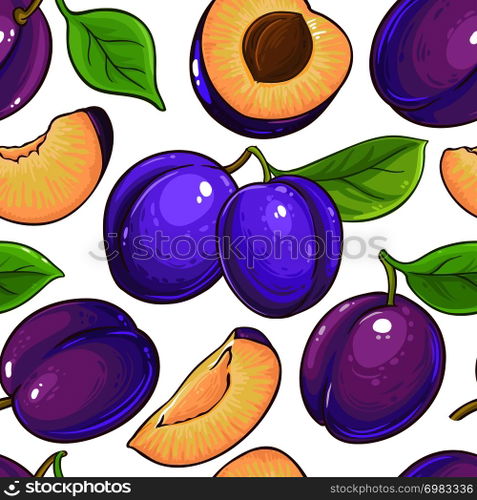 plum vector pattern on white background. plum vector pattern