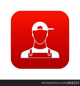 Plumber icon digital red for any design isolated on white vector illustration. Plumber icon digital red