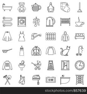 Plumber icons set. Outline style of 36 plumber vector icons for web isolated on white background. Plumber icons set, outline style