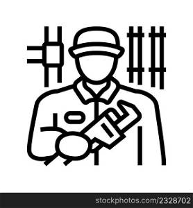 plumber maintenance line icon vector. plumber maintenance sign. isolated contour symbol black illustration. plumber maintenance line icon vector illustration