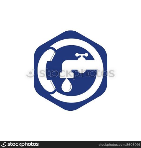 Plumber service call vector logo design. Water service logo concept.	