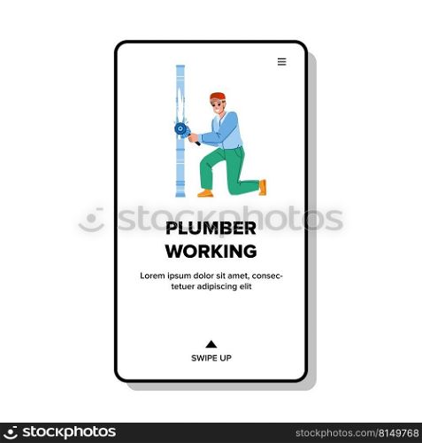 plumber working vector. home repair, handyman worker, pipe plumbing service plumber working character. people flat cartoon illustration. plumber working vector