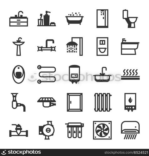 Plumbing icon set.. Plumbing icon set. Items for sanitary engineering shop. Sale, service and installation.