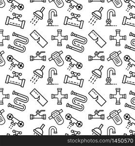 Plumbing pattern. Outline illustration of plumbing vector pattern for web design. Plumbing pattern, outline style