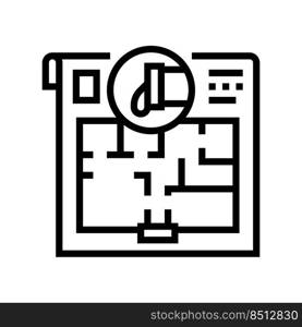 plumbing plan interior design line icon vector. plumbing plan interior design sign. isolated contour symbol black illustration. plumbing plan interior design line icon vector illustration